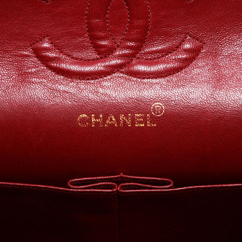 シャネル CHANEL 2番台 1991-1994 ダブルフラップ マトラッセ 25cm ショルダーバッグ ブラック WS22605