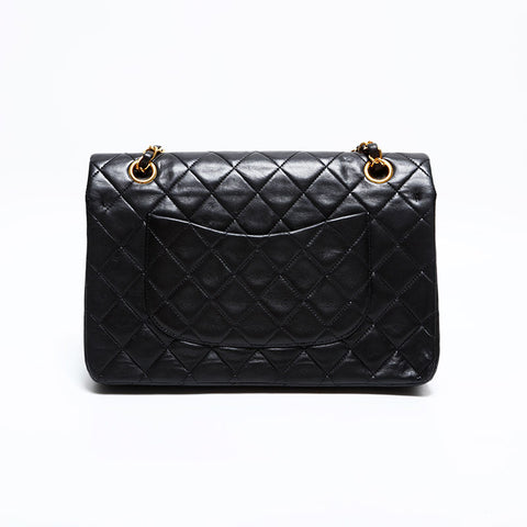 シャネル CHANEL 2番台 1991-1994 ダブルフラップ マトラッセ 25cm ショルダーバッグ ブラック WS22605