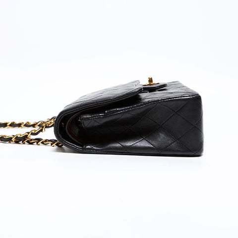 シャネル CHANEL 2番台 1991-1994 ダブルフラップ マトラッセ 25cm ショルダーバッグ ブラック WS22605