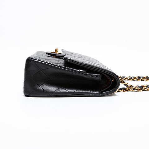 シャネル CHANEL 2番台 1991-1994 ダブルフラップ マトラッセ 25cm ショルダーバッグ ブラック WS22605