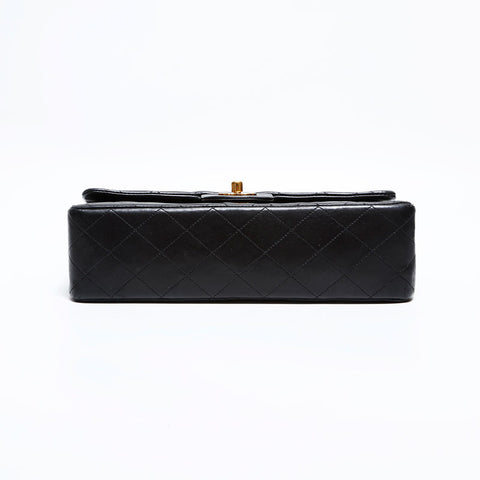 シャネル CHANEL 2番台 1991-1994 ダブルフラップ マトラッセ 25cm ショルダーバッグ ブラック WS22605