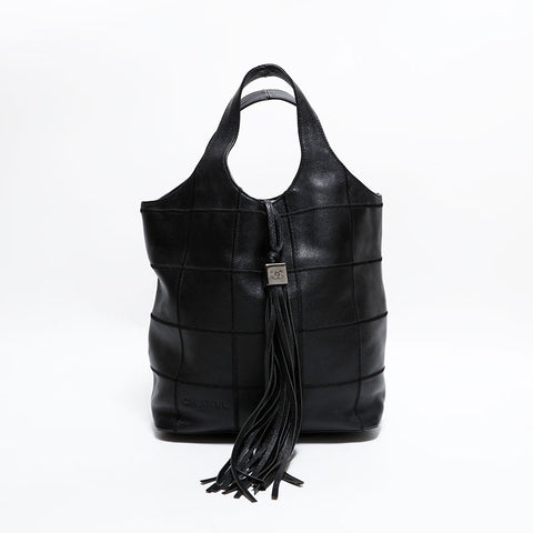 シャネル CHANEL 7番台 2002-2003 チョコバー タッセル ハンドバッグ ブラック WS22606