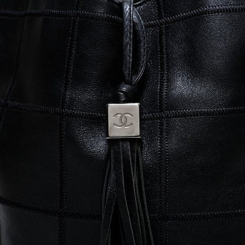 シャネル CHANEL 7番台 2002-2003 チョコバー タッセル ハンドバッグ ブラック WS22606
