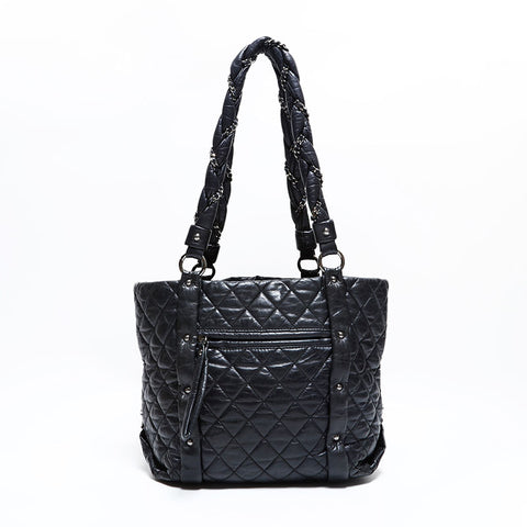 CHANEL 10 系列 2005-2006 马特拉斯铆钉链条单肩包 黑色 WS22607