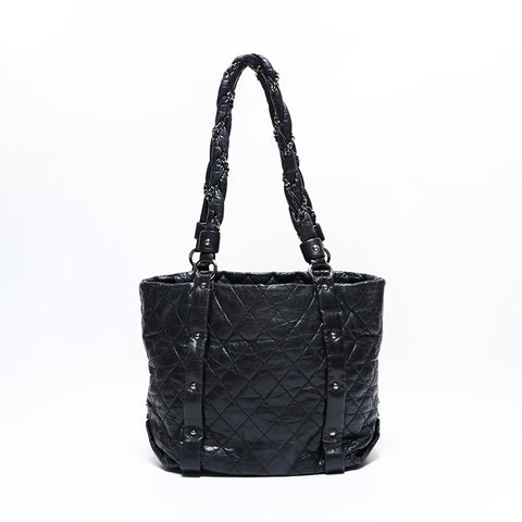 シャネル CHANEL 10番台 2005-2006 マテラッセ スタッズ チェーン ショルダーバッグ ブラック WS22607