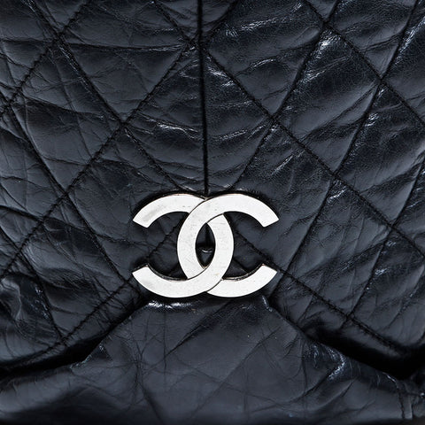 CHANEL 10 series 2005-2006 Matelasse Stud Chain Shoulder Bag black WS22607