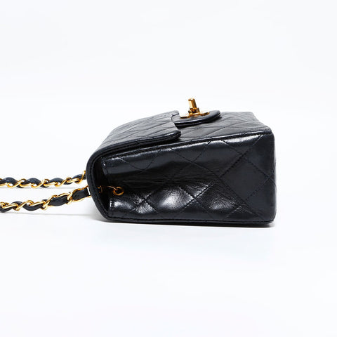 シャネル CHANEL 10番台 2005-2006 ラムスキン ミニ マトラッセ ショルダーバッグ ブラック WS22609