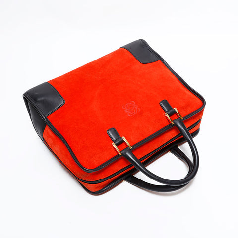 ロエベ LOEWE スエード アマソナ 32 スエード ハンドバッグ オレンジ WS22610