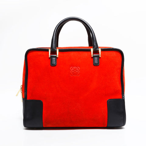 ロエベ LOEWE スエード アマソナ 32 スエード ハンドバッグ オレンジ WS22610