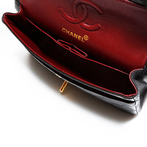シャネル CHANEL 5番台 1997-1999 ダブルフラップ ラムスキン マトラッセ 23 ショルダーバッグ ブラック WS22615