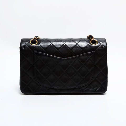 シャネル CHANEL 5番台 1997-1999 ダブルフラップ ラムスキン マトラッセ 23 ショルダーバッグ ブラック WS22615