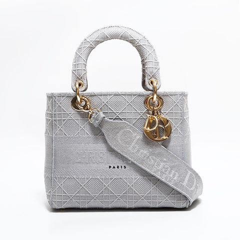 クリスチャンディオール Christian Dior キャンバス レディ D-ライト ショルダーバッグ グレー WS22616
