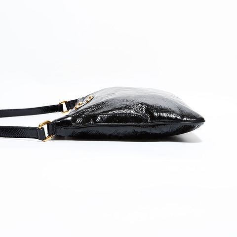 フェンディ FENDI パテントレザー メッセンジャー ショルダーバッグ ブラック WS22618