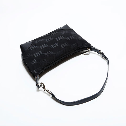 バレンシアガ BALENCIAGA ロゴ キャンバス ショルダーバッグ ブラック WS22622
