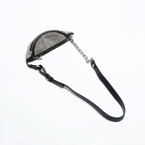 Alexander Wang Sac banane strass noir WS22627