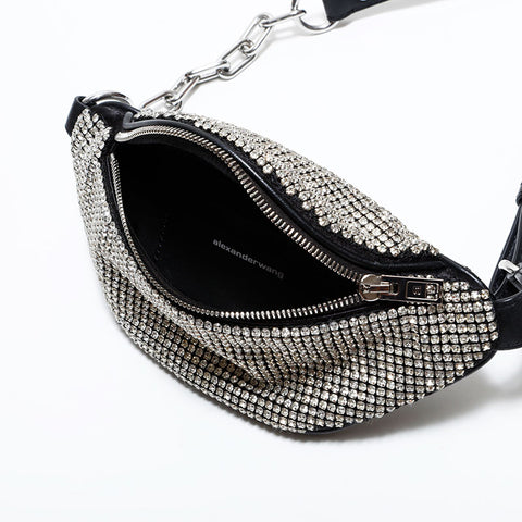 Alexander Wang Sac banane strass noir WS22627