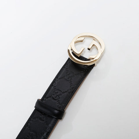 グッチ GUCCI Size:85/34 GG シマ インターロッキング ベルト ブラック WS22630