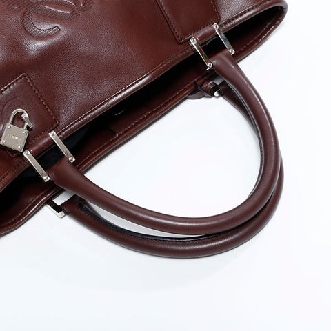 LOEWE Anagram Amazona Leather Handbag Brown WS22640