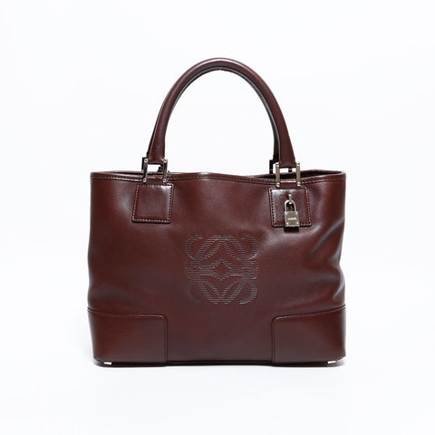 LOEWE Anagram Amazona Leather Handbag Brown WS22640
