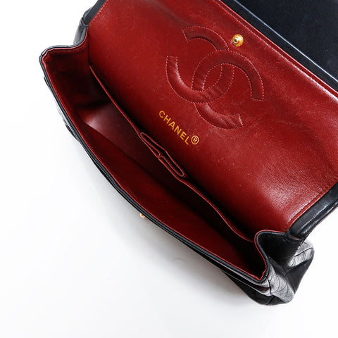 シャネル CHANEL 4番台 1996-1997 マトラッセ ラムスキン ダブルフラップ 25cm ショルダーバッグ ブラック WS22642