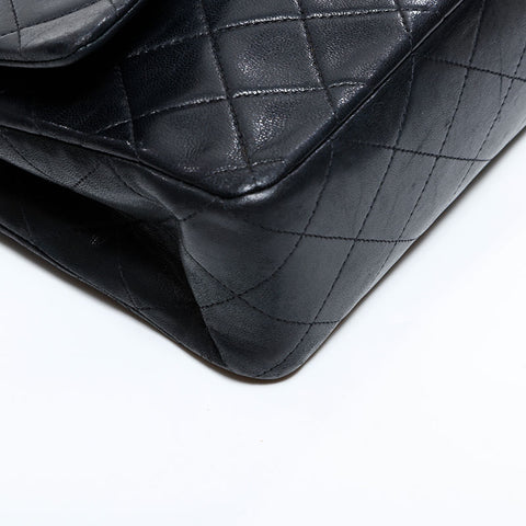 シャネル CHANEL 4番台 1996-1997 マトラッセ ラムスキン ダブルフラップ 25cm ショルダーバッグ ブラック WS22642