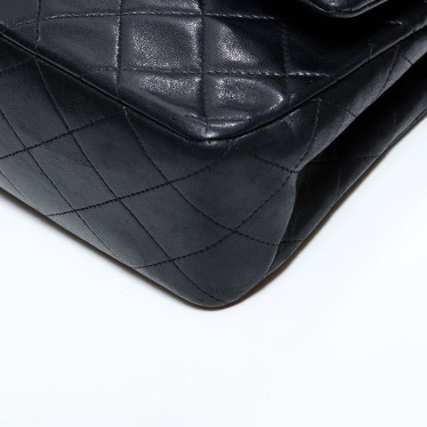 シャネル CHANEL 4番台 1996-1997 マトラッセ ラムスキン ダブルフラップ 25cm ショルダーバッグ ブラック WS22642