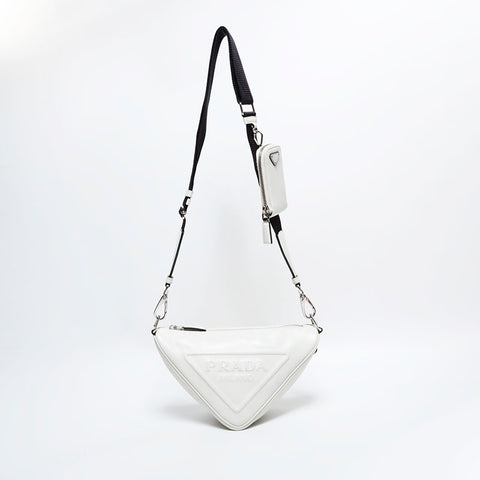 プラダ PRADA レザー トライアングル ショルダーバッグ ホワイト WS22644