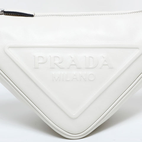 プラダ PRADA レザー トライアングル ショルダーバッグ ホワイト WS22644
