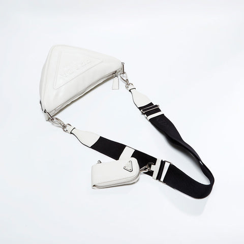 プラダ PRADA レザー トライアングル ショルダーバッグ ホワイト WS22644
