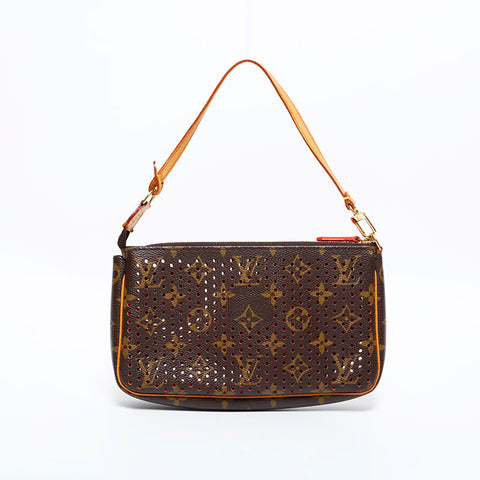 LOUIS VUITTON 2008 Monogram Perfo Pochette Accessoires Umhängetasche Braun WS22646