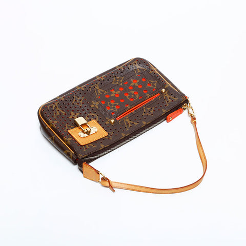 LOUIS VUITTON 2008 Monogram Perfo Pochette Accessoires Umhängetasche Braun WS22646