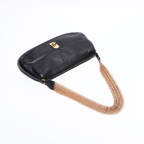 PRADA Chain leather Shoulder Bag black WS22647