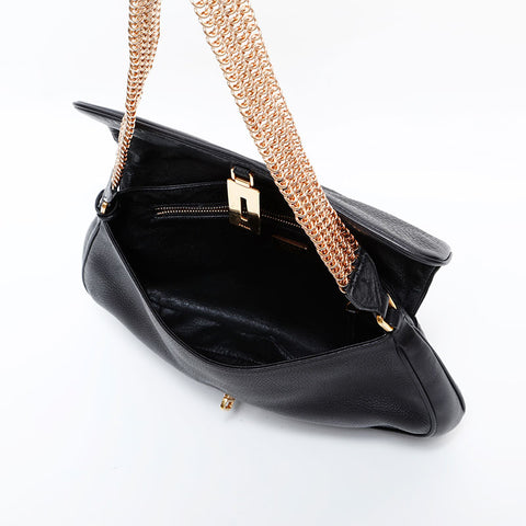 PRADA Chain leather Shoulder Bag black WS22647