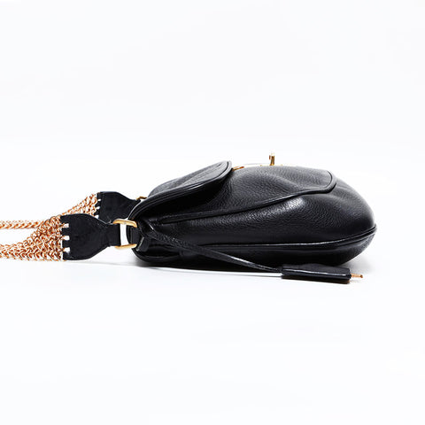 PRADA Chain leather Shoulder Bag black WS22647