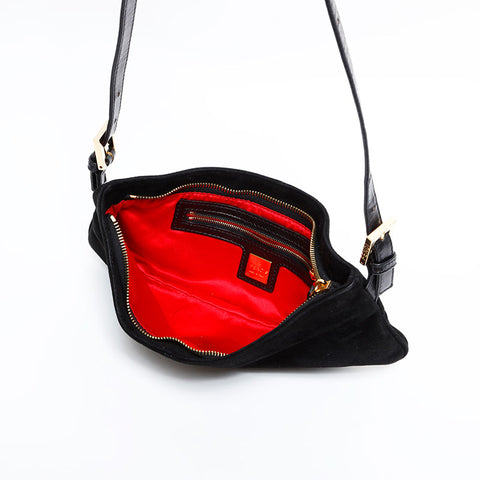 フェンディ FENDI スエード マンマ バケット ショルダーバッグ ブラック WS22651