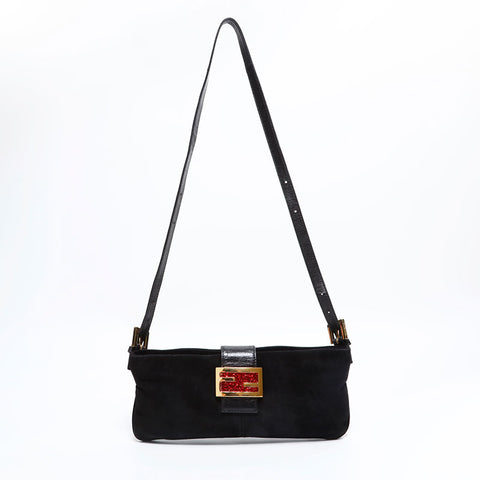 フェンディ FENDI スエード マンマ バケット ショルダーバッグ ブラック WS22651