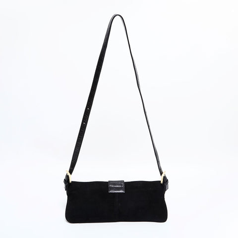 フェンディ FENDI スエード マンマ バケット ショルダーバッグ ブラック WS22651