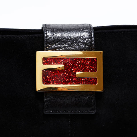 フェンディ FENDI スエード マンマ バケット ショルダーバッグ ブラック WS22651