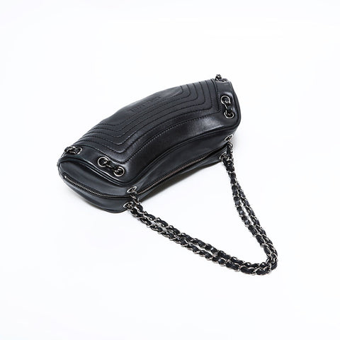 シャネル CHANEL 8番台 2003-2004 ラムスキン チェーン ショルダーバッグ ブラック WS22652
