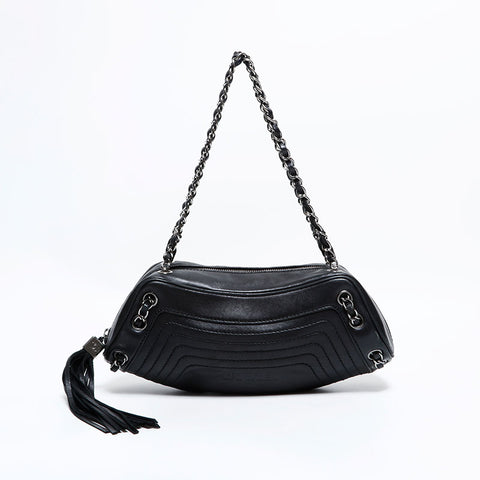シャネル CHANEL 8番台 2003-2004 ラムスキン チェーン ショルダーバッグ ブラック WS22652