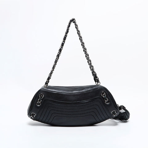 シャネル CHANEL 8番台 2003-2004 ラムスキン チェーン ショルダーバッグ ブラック WS22652