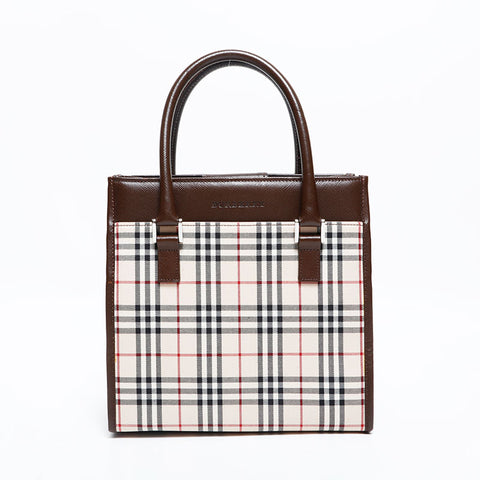 BURBERRY Canvas Nova Check Handbag beige WS22654