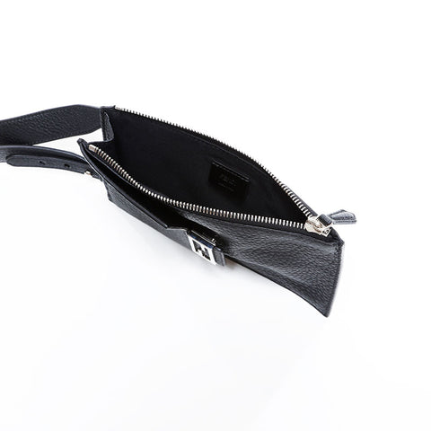 FENDI Leather Mamma Bucket Phone Case Shoulder Bag black WS22657