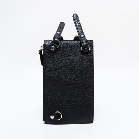 FENDI Leather Mamma Bucket Phone Case Shoulder Bag black WS22657