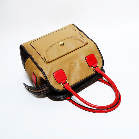 ロエベ LOEWE レザー アナグラム ハンドバッグ ブラウン WS22659