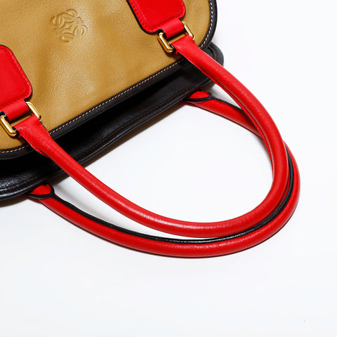 ロエベ LOEWE レザー アナグラム ハンドバッグ ブラウン WS22659