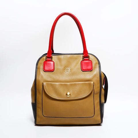 ロエベ LOEWE レザー アナグラム ハンドバッグ ブラウン WS22659