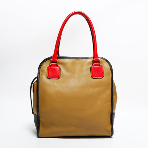 ロエベ LOEWE レザー アナグラム ハンドバッグ ブラウン WS22659