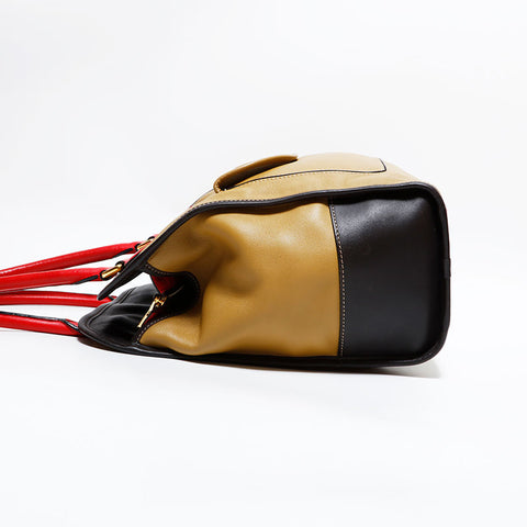 ロエベ LOEWE レザー アナグラム ハンドバッグ ブラウン WS22659