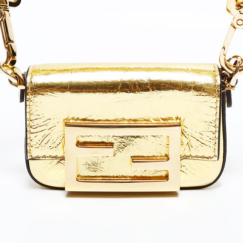 フェンディ FENDI ナノ マンマ バケット バッグチャーム ミニ ショルダーバッグ ゴールド WS22661
